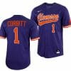 Tyler Corbitt Jersey Clemson Tigers College Baseball Purple Full Button 1