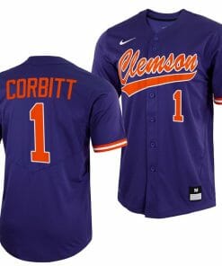 Tyler Corbitt Jersey Clemson Tigers College Baseball Purple Full-Button #1