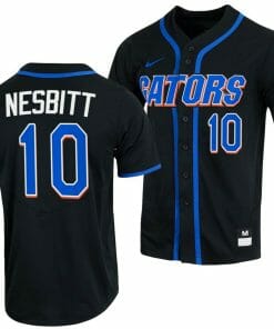 Tyler Nesbitt Jersey Florida Gators College Baseball Full-Button Black #10