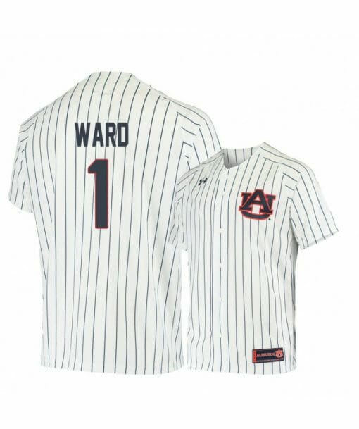 Under Armour Auburn Tigers 1 Judd Ward White Blue Baseball Jersey