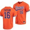Will Taylor Jersey Clemson Tigers College Baseball Orange Full Button 16