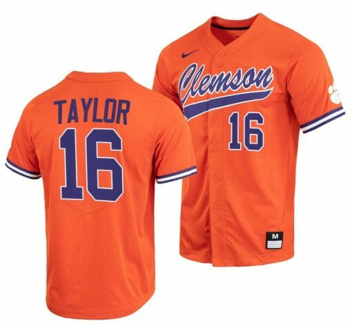 Will Taylor Jersey Clemson Tigers College Baseball Orange Full-Button #16