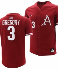 Zack Gregory Jersey Arkansas Razorbacks College Baseball Cardinal #3