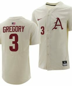 Zack Gregory Jersey Arkansas Razorbacks College Baseball Full-Button Natural #3