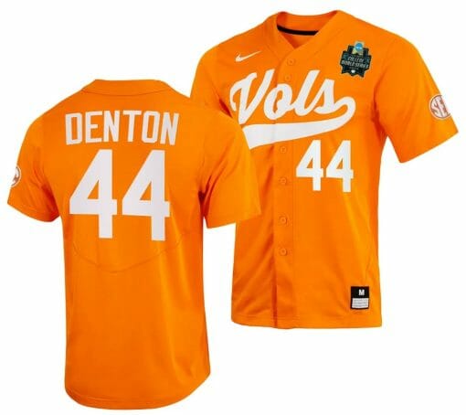 Zane Denton Jersey Tennessee Volunteers #44 Orange 2023 NCAA Baseball College World Series OMAHA 8