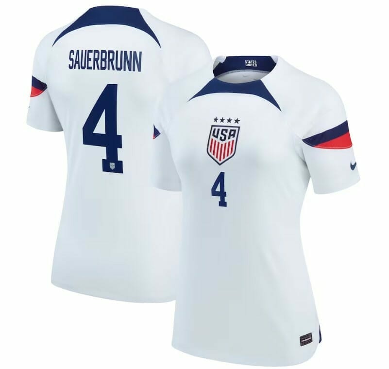 Becky Sauerbrunn Jersey USWNT 2022-23 Home Breathe Stadium Replica White