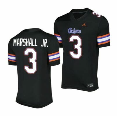 Florida Gators Jason Marshall Jr Jersey #3 Alternate Game Black 2023 Salute To Service Uniform