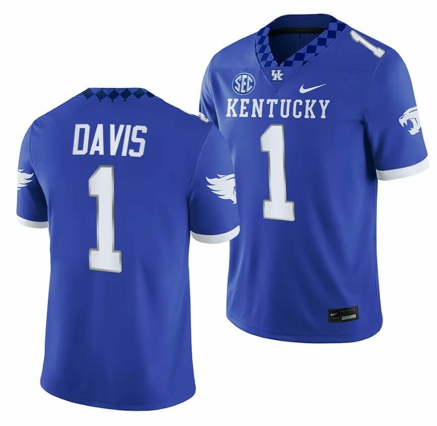 Kentucky Wildcats Ray Davis Jersey #1 NCAA Football 2023 Game Home Blue