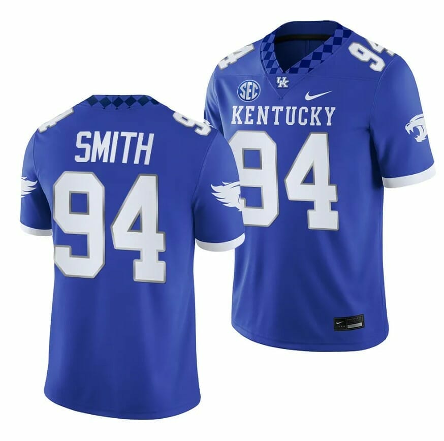Kentucky Wildcats ZaDarius Smith Jersey #94 NCAA Football 2023 Game Home Blue