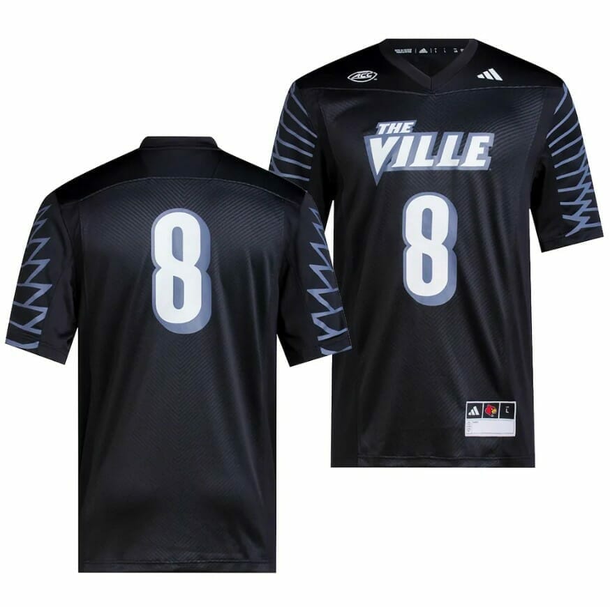 Louisville Cardinals Jersey #8 College Football 2023 Premier Black