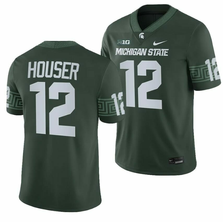 Michigan State Spartans Katin Houser Jersey #12 College Football Green 2023 Game