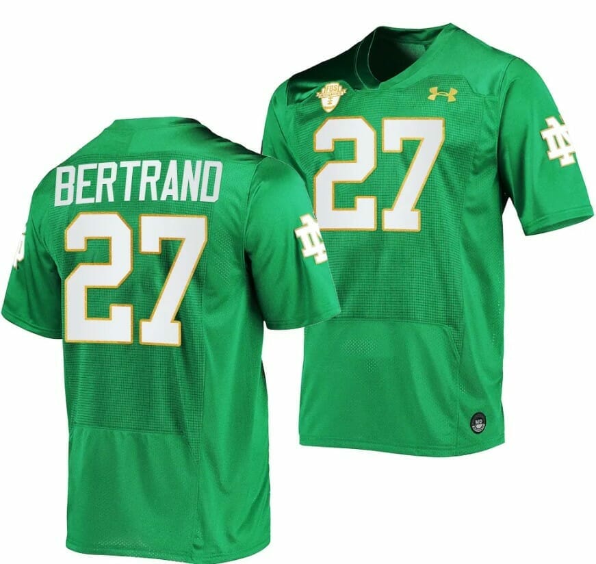 Notre Dame Fighting Irish JD Bertrand Jersey #27 College Football Kelly Green 2023