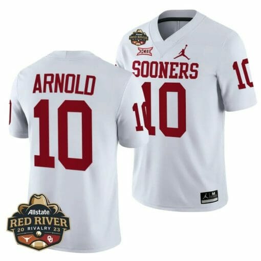 Oklahoma Sooners Jackson Arnold Jersey #10 2023 Allstate Red River Rivalry White Football