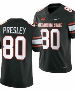 Oklahoma State Cowboys Brennan Presley Jersey #80 College Football 2023 Game Black