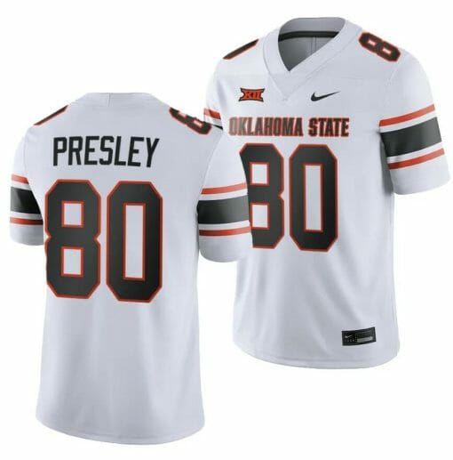 Oklahoma State Cowboys Brennan Presley Jersey #80 College Football 2023 Game White