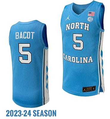 Armando Bacot Jersey #5 North Carolina Tar Heels Replica College Basketball 2023-24 Blue