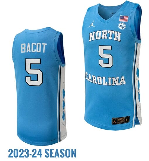 Armando Bacot Jersey #5 North Carolina Tar Heels Replica College Basketball 2023-24 Blue