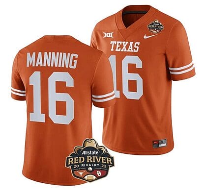 Arch Manning Jersey #16 Texas Longhorn Allstate Red River Vivalry Patch College Football Orange