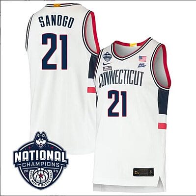 Adama Sanogo Jersey #21 UConn Huskies 2023 National Champions College Basketball White