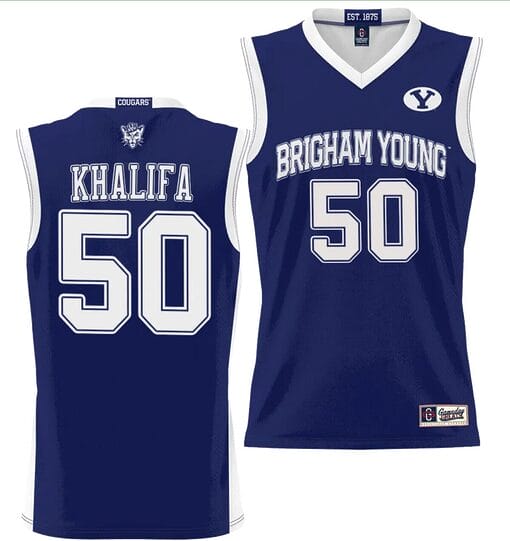 Aly Khalifa Jersey #50 BYU Cougars NIL College Basketball Jersey Lightweight Navy