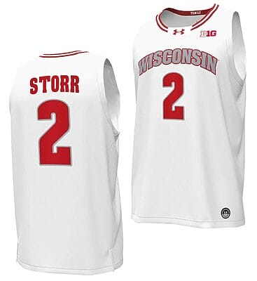 AJ Storr Jersey #2 Wisconsin Badgers By the Players Basketball 2023-24 White