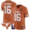 Arch Manning Jersey #16 Texas Longhorns Texas State Map and Throwing Up The H Patch Football Orange