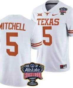 Adonai Mitchell Jersey #5 Texas Longhorns Allstate Sugar Bowl Patch 2024 College Football White