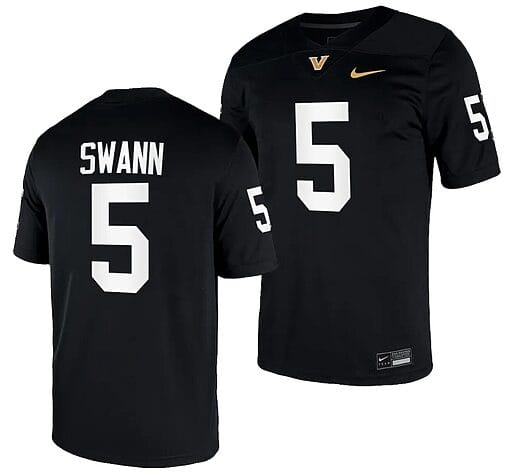 AJ Swann Jersey #5 Vanderbilt Commodores College NIL Football Black