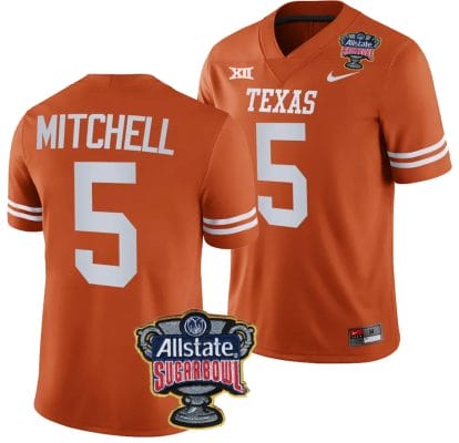 Adonai Mitchell Jersey #5 Texas Longhorns Allstate Sugar Bowl Patch 2024 College Football Orange