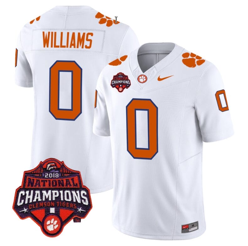 Antonio Williams Jersey #0 Clemson Tigers Vapor Limited Champions Patch College Football Stitched White