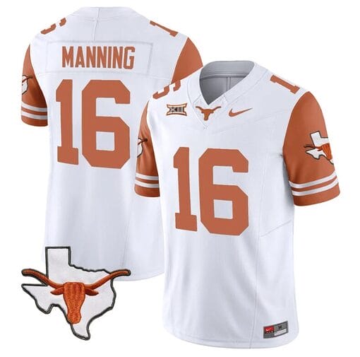 Arch Manning Jersey #16 Texas Longhorn Vapor Limited College Football Orange Sleeves