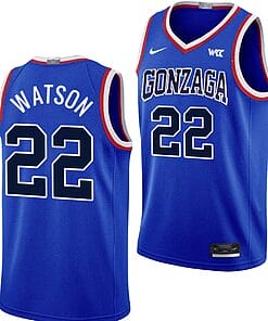 Anton Watson Jersey #22 Gonzaga Bulldogs Throwback Basketball uniform 2023-24 Blue