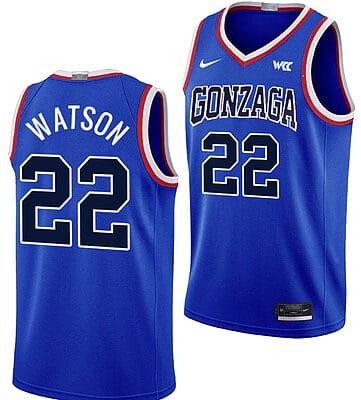 Anton Watson Jersey #22 Gonzaga Bulldogs Throwback Basketball uniform 2023-24 Blue