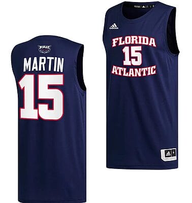Alijah Martin Jersey #15 FAU Owls College Basketball Replica Navy