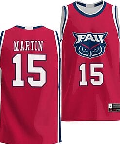 Alijah Martin Jersey #15 FAU Owls NIL Basketball Lightweight Red