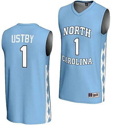 Alyssa Ustby Jersey #1 UNC Tar Heels Basketball Lightweight Blue