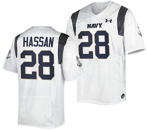 Amin Hassan Jersey #28 Navy Midshipmen Premier Replica College Football White