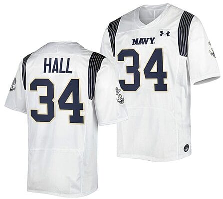 Anton Hall Jr Jersey #34 Navy Midshipmen Premier Replica College Football White