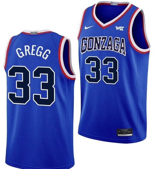 Ben Gregg Jersey #33 Gonzaga Bulldogs Throwback Basketball uniform 2023-24 Blue