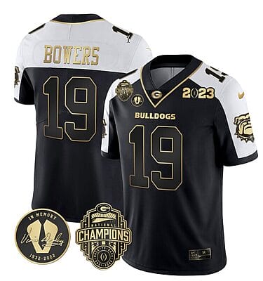 Brock Bowers Jersey #19 Georgia Bulldogs Football 2023 Champions and Vince Dooley Patch Alternate All Stitched
