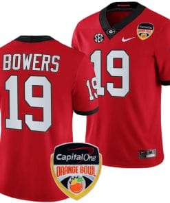 Brock Bowers Jersey #19 Georgia Bulldogs Orange Bowl Patch 2023 College Football Red