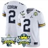 Blake Corum Jersey #2 Michigan Wolverines 2023 Big Ten Back to Back Champions Patch Stitched White