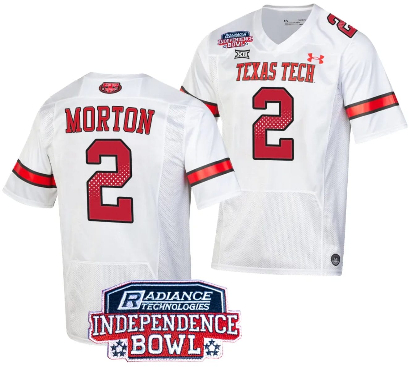Behren Morton Jersey #2 Texas Tech Red Raiders Independence Bowl Patch Football 2023 White