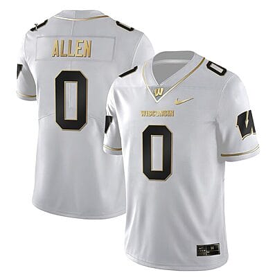 Braelon Allen Jersey #0 Wisconsin Badgers Gold Vapor College Football White Gold