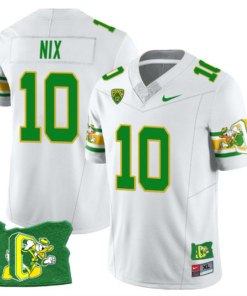 Bo Nix Jersey #10 Oregon Ducks ‘Mighty Oregon’ Throwback Football Oregon State White