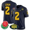Blake Corum Jersey #2 Michigan Wolverines 1000 Wins & Rose Bowl Patch Special Navy