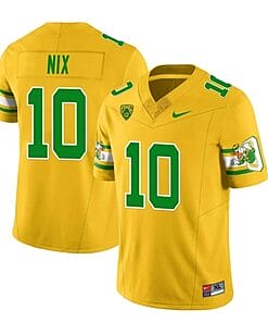 Bo Nix Jersey #10 Oregon Ducks Mighty Oregon 1984 Football Throwback Yellow All Stitched