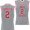 Bruce Thornton Jersey #2 Ohio State Buckeyes College Basketball Lightweight Gray
