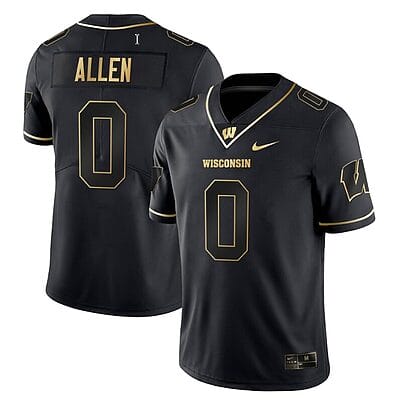 Braelon Allen Jersey #0 Wisconsin Badgers Gold Vapor College Football Black Gold