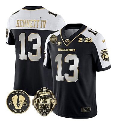 Stetson Bennett Jersey #13 Georgia Bulldogs Football 2023 Champions and Vince Dooley Patch Alternate Limited All Stitched
